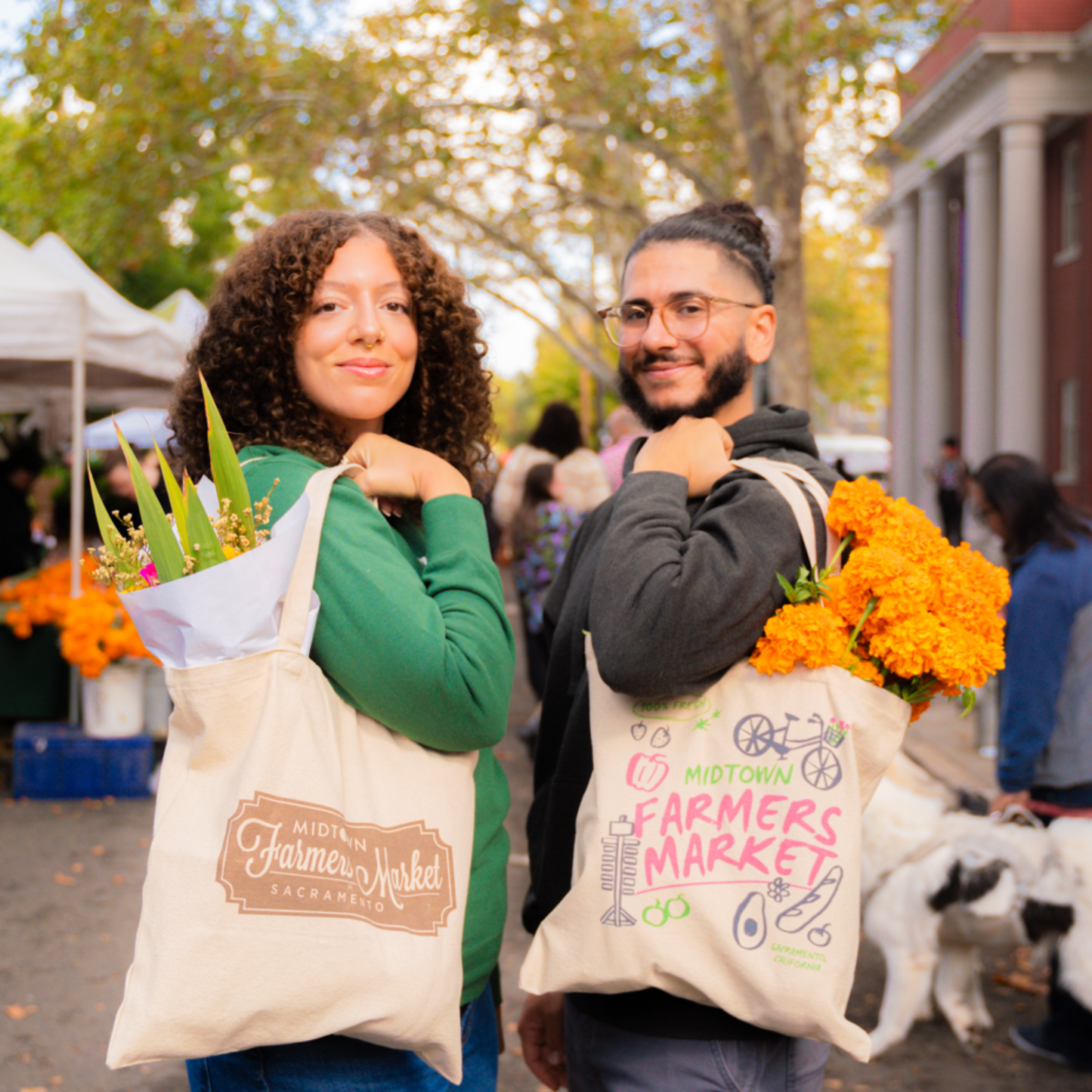 Midtown Farmers Market Doodle Natural Tote Bag